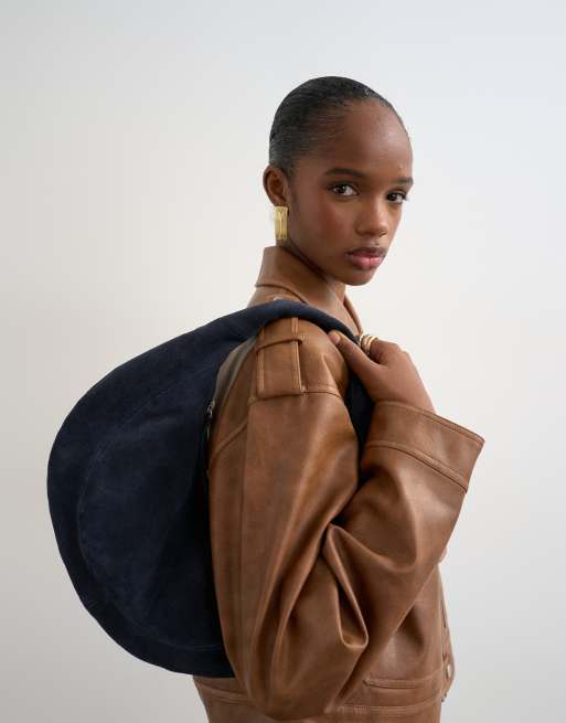 Topshop – Kunstleder-Jacke in verwaschenem Braun mit Reißverschluss, 2 von 4