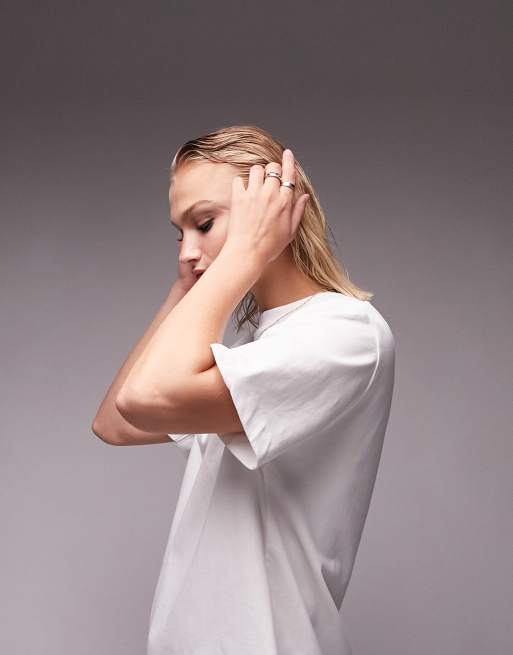 Topshop – Kurzärmliges Basic-T-Shirt aus hochwertigem Material in Weiß