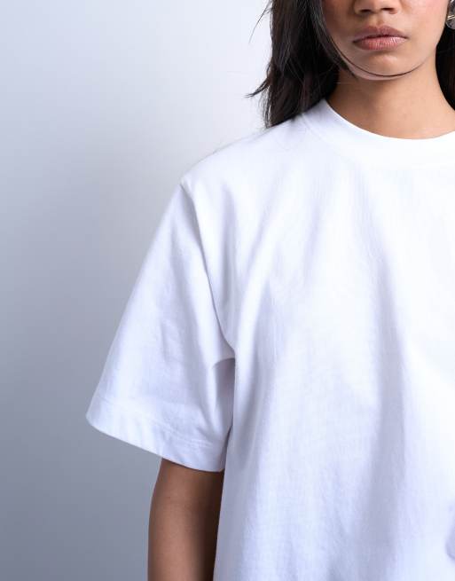 Topshop – Kurzärmliges Basic-T-Shirt aus hochwertigem Material in Weiß, 4 von 4