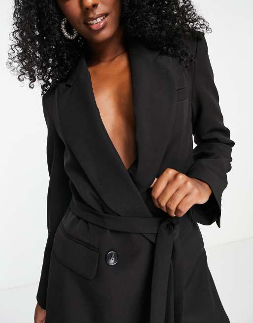 Topshop Kurzer Blazer Jumpsuit in Schwarz ASOS