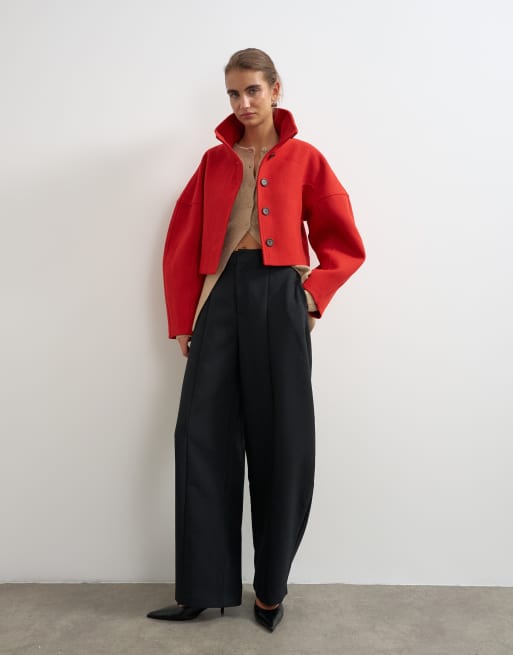 Topshop kurzer eleganter Mantel in Rot, 4 von 4