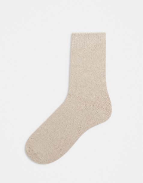 Topshop – Kuschelige, flauschige Socken in Beige - view 1
