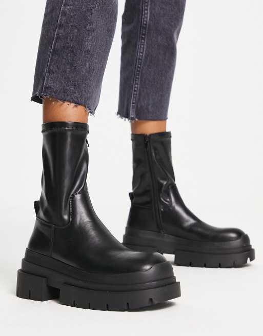 Topshop - Kyle - Sorte chunky Chelsea-støvler
