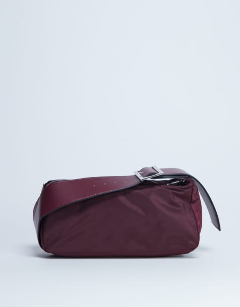 Topshop - Kylie - Bordeaux crossbody-taske med kontraststrop i nylon - view 1