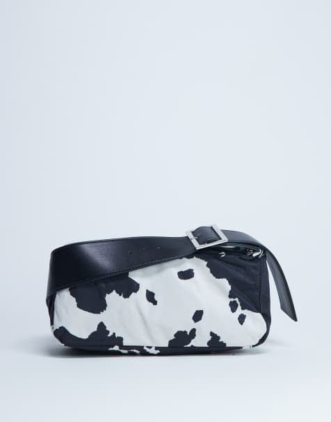 Topshop - Kylie - Borsa a tracolla in nylon con stampa pezzata e tracolla a contrasto - view 1