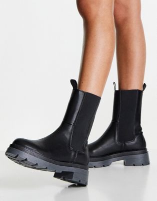 Topshop Kylie chunky chelsea boot in black - ASOS Price Checker