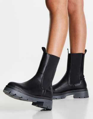 Topshop Kylie chunky chelsea boot in black - ASOS Price Checker