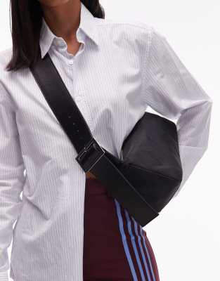 Kylie nylon cross body bag with contrast strap in black