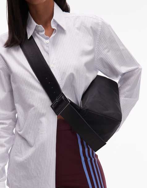 Topshop Kylie nylon cross body with contrast strap in black - view 1