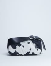 Topshop Kylie nylon cross body with contrast strap in cow print