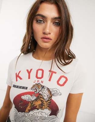 Topshop kyoto graphic t-shirt in cream