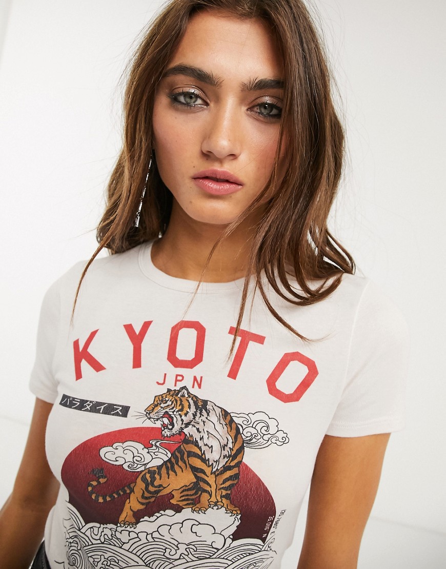 Topshop - Kyoto - T-shirt met print in crème