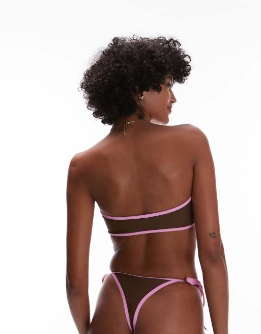 Topshop - LA - Brune og lyserøde bikinitrusser i G-strengsstil, 2 af 4