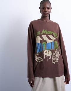 La Marais graphic skater tee in brown