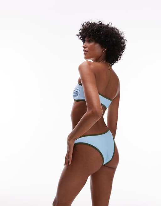 Topshop – LA – Niebiesko-zielony wysoko wycięty dół od bikini , 3 z 4