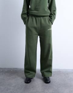 La paloma embroidered straight jogger co-ord in green