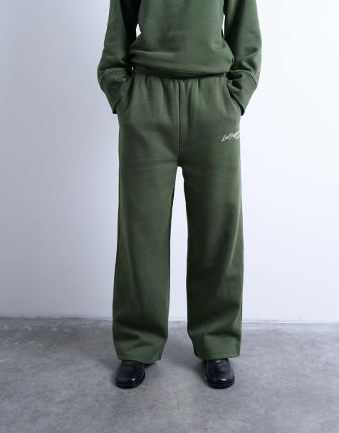 Topshop - La Paloma - Joggingbroek met rechte pasvorm geborduurde tekst in groen, deel van co-ord set - view 1