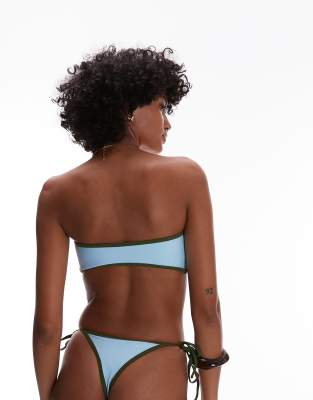 Topshop La Thong Bikini Bottoms In Blue