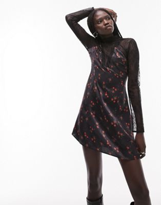 Topshop lace and print mix mini dress in multi - ASOS Price Checker