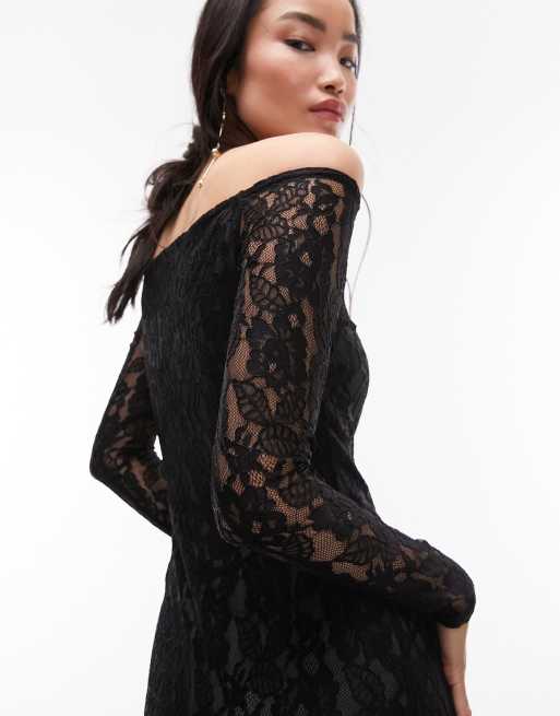 Black Lace Cami Cut Out Midi Dress, Bardot