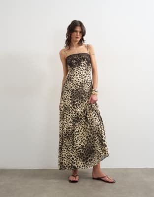 Кружевное платье мидакси с бюстом от Topshop с леопардовым принтом leopard print