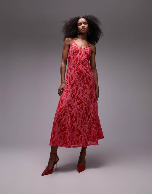 Topshop red lace clearance dress