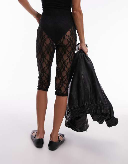 Black lace capri leggings hotsell