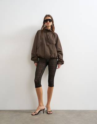 Topshop lace capri pants in black
