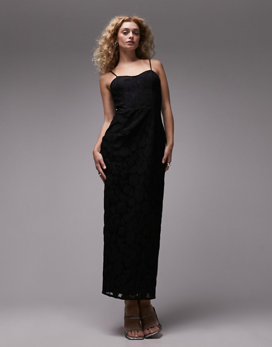 Topshop lace corset midi dress in black