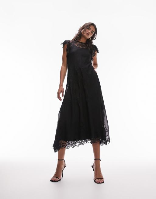 short sleeve lace midi dress