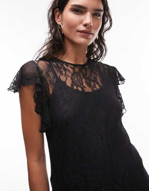 Black lace outlet short sleeve dress