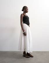Topshop lace hem full circle maxi skirt in ivory
