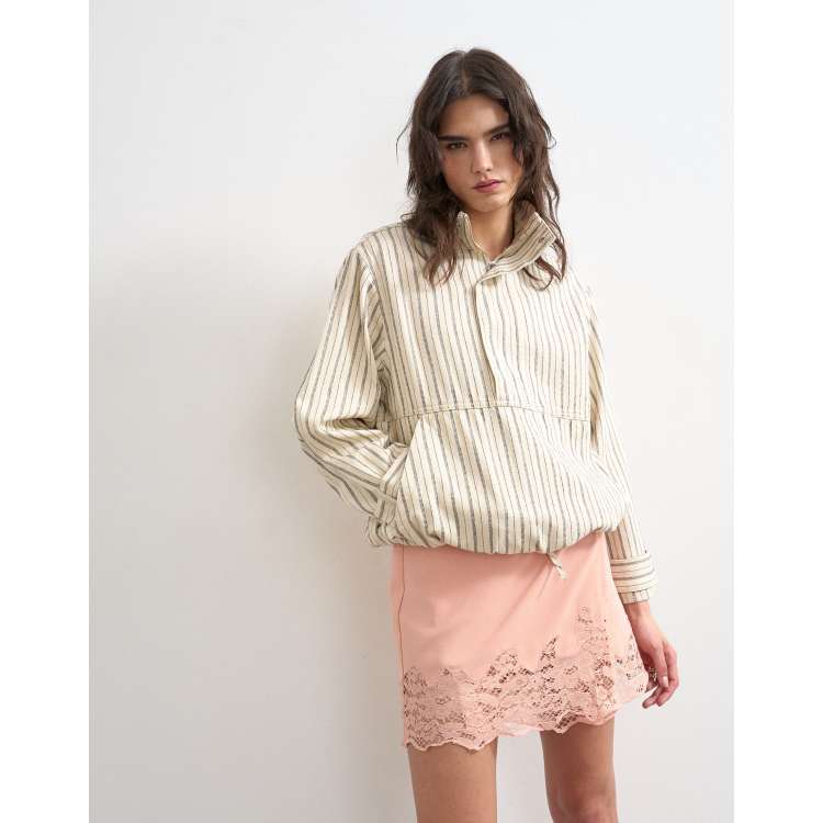 Topshop lace hem mini wrap skirt in pink | ASOS
