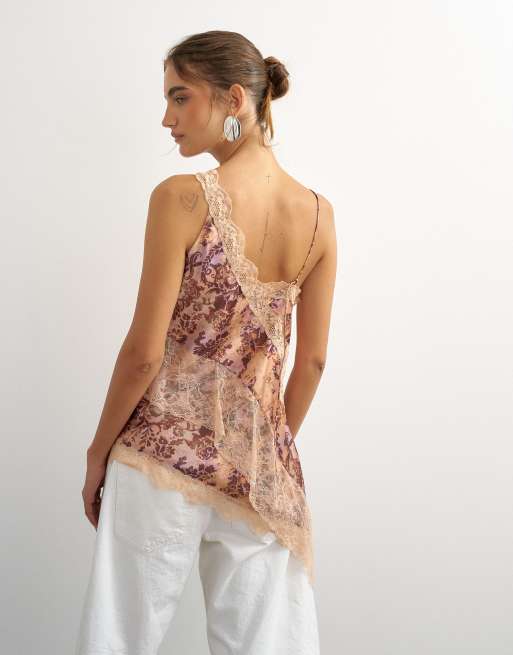 Topshop lace insert cami in vintage brown lace, 2 of 4