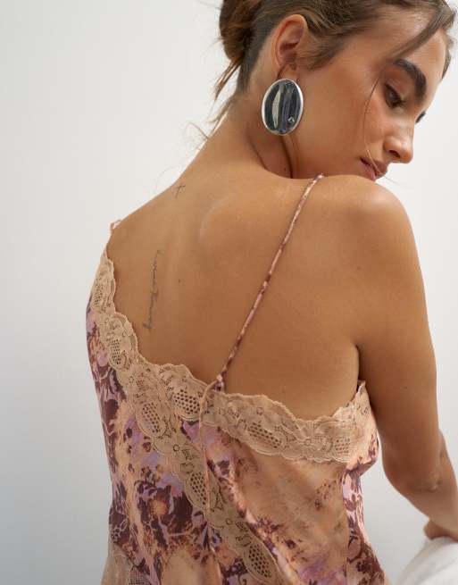 Topshop lace insert cami in vintage brown lace, 4 of 4