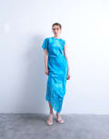[Topshop] Topshop lace insert grown on shoulder midi dress in deep blue 10 Deep blue