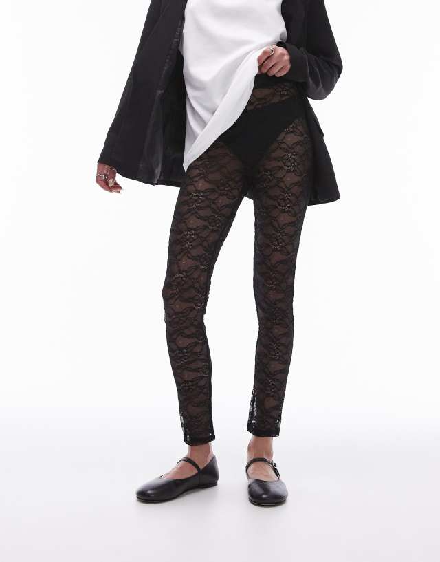 Topshop - lace legging in black