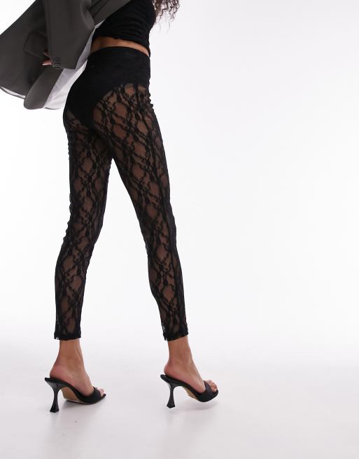Topshop lace leggings in black, 4 of 5