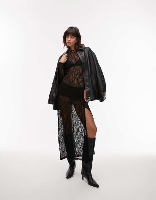 topshop black lace dress Extreme Cutaway Pinstripe Contrast Shirt French Cuff main image 0