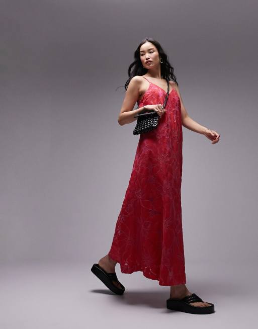 Topshop red shop maxi dress