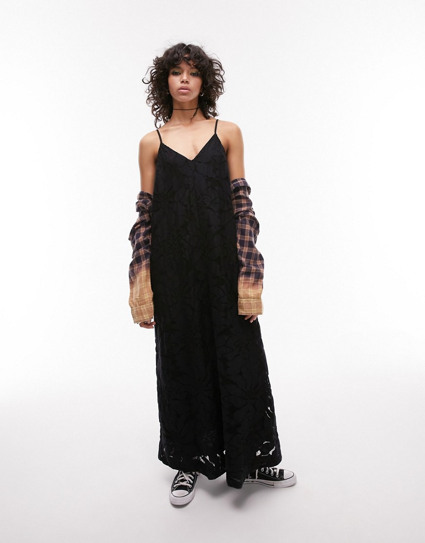 Topshop lace maxi chuck on in black
