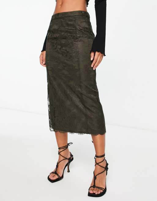 Asos lace midi skirt sale