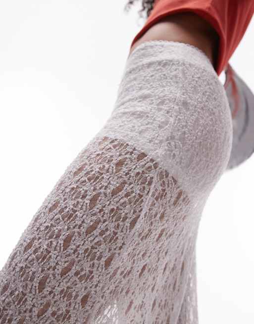 Topshop lace midi skirt in white, 3 of 5