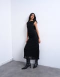 [Topshop] Topshop lace sleeveless maxi dress with side split in black M BLACK