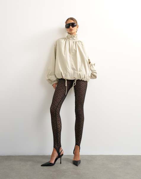 Topshop lace stirrup leggings in black - view 1