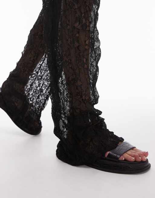 【LINENNE MADE】stripe lace pants(black) The Arches Linen Pant in Noir - Marché