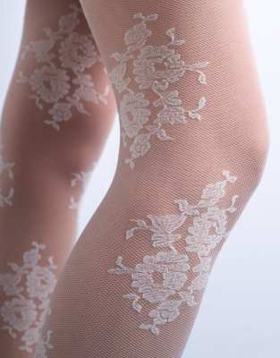 Topshop Lace Tights In White