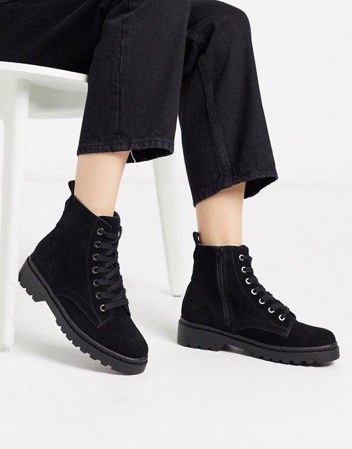 Topshop lace up ankle boots in black