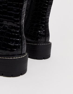 black croc biker boots