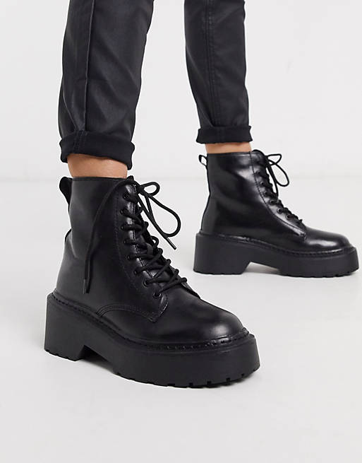 Topshop lace up boots in black | ASOS